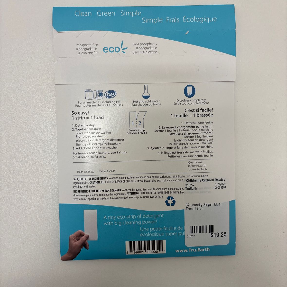 TruEarth Fresh Linen Laundry Detergent Eco Strips