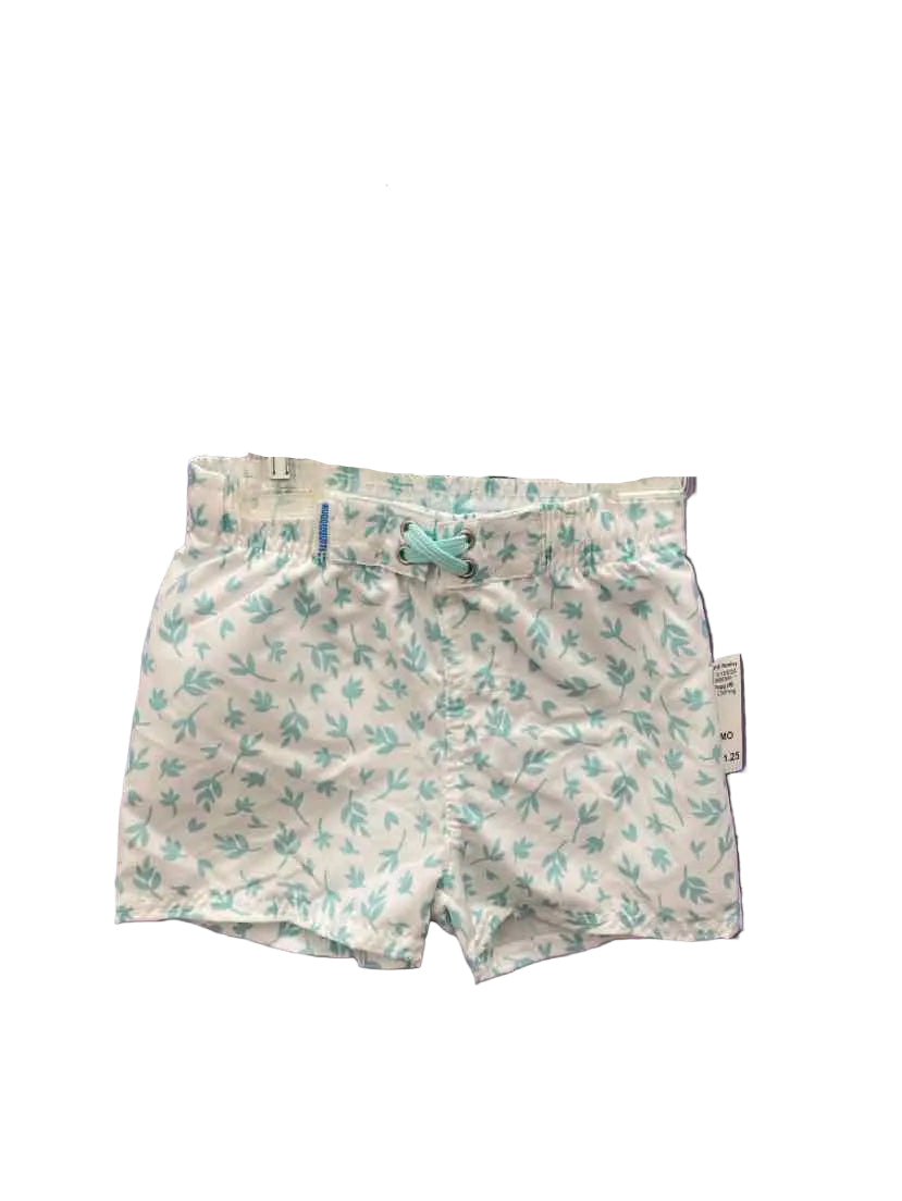 Ruffle Butts and Rugg (B) White Print Infant Size 18-24 MO SwimTrunks