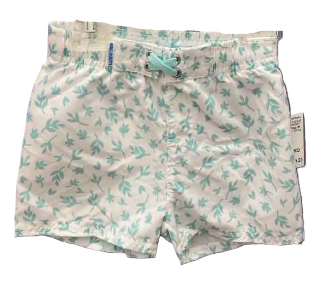 Ruffle Butts and Rugg (B) White Print Infant Size 18-24 MO SwimTrunks