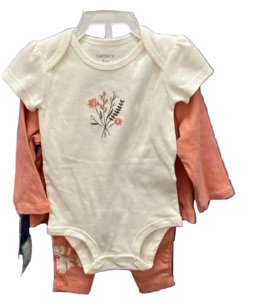 Carters (C) White Pink Infant Size 6 MO 3PC Casual
