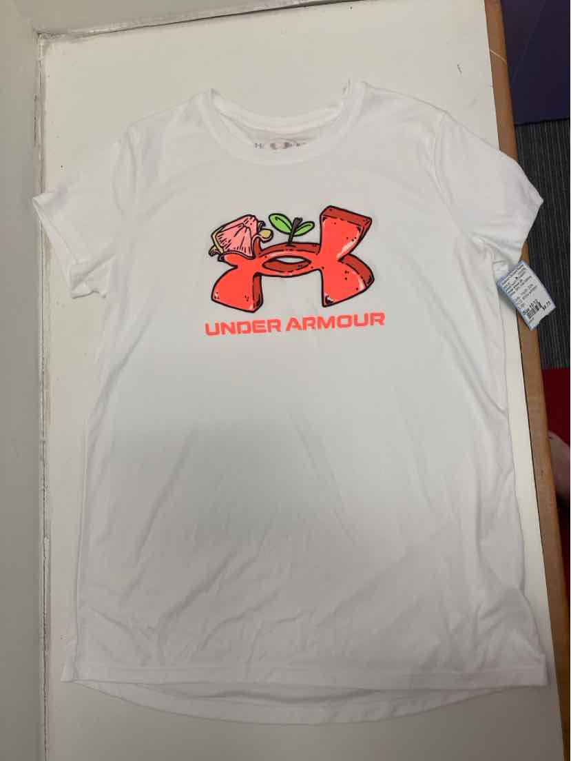 Under Armour (B) White Youth Size 10-12 AthleticTopSS