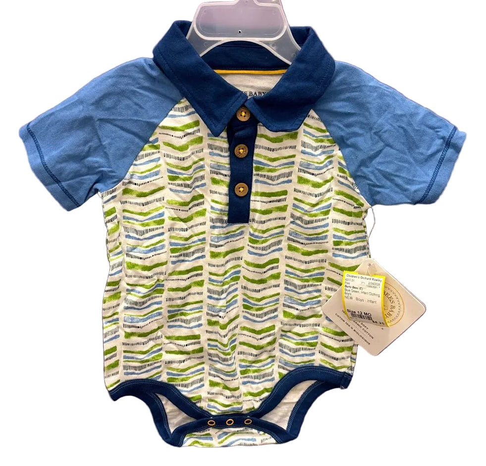 Burts Bees (C) Blue Green Infant Size 12 MO Polo