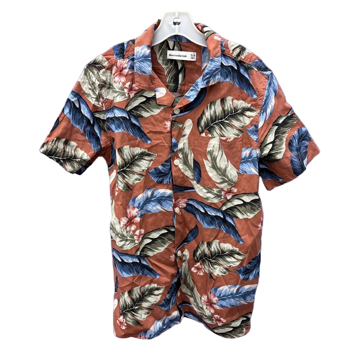Abercrombie (C) Brown Youth Size 12 Button Down Short Sleeve Shirt