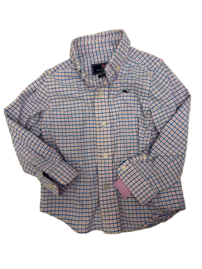 Vineyard Vines (A) Blue Pink Plaid Toddler Size 2T ButtondownLS