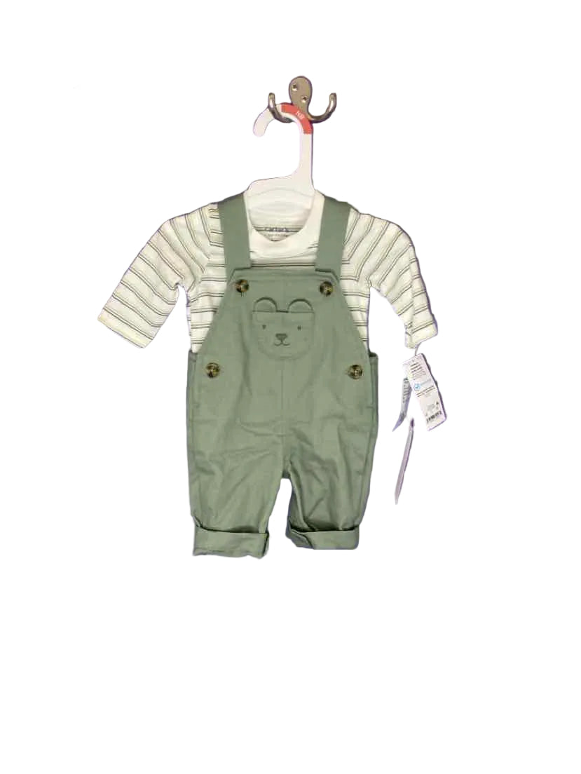 Just One You (D) White Green Infant Size NB 2PC Overall Pant