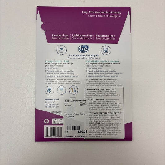 TruEarth Laundry Detergent Lilac Eco Strips