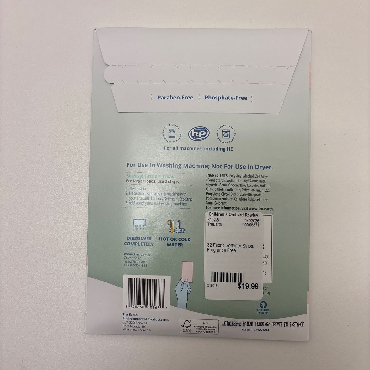 TruEarth Fragrance - Free Fabric Softener Eco Strips