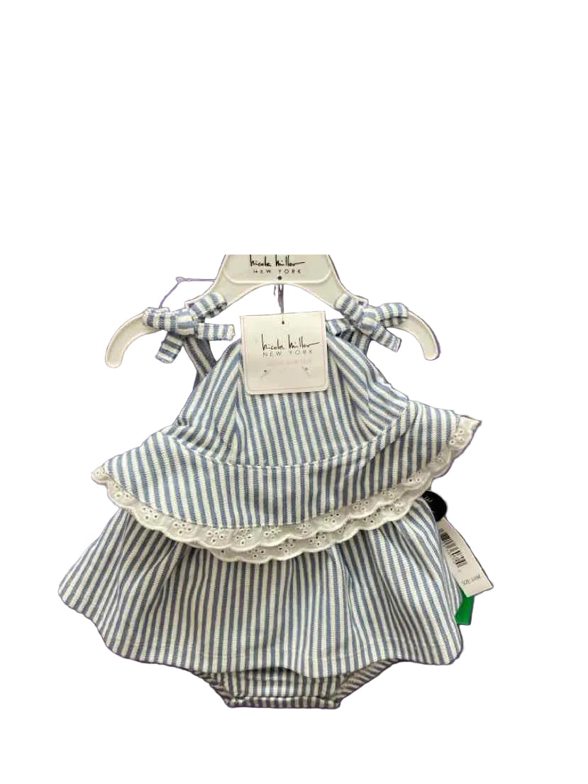 Nicole Miller (A) White Blue Infant Size 3-6 MO 2PC Casual