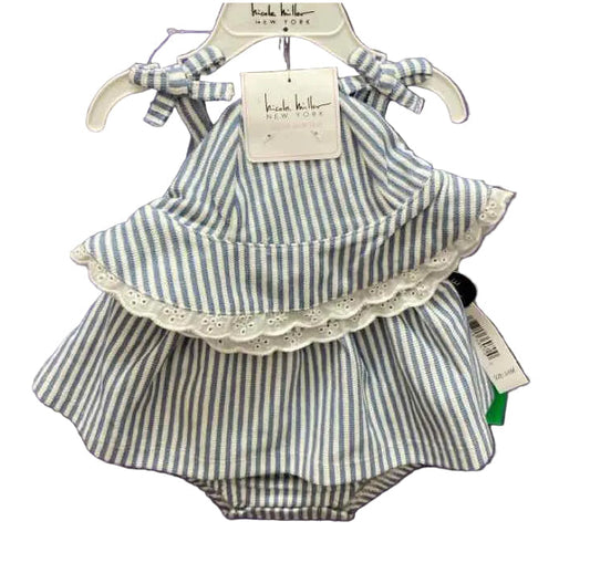 Nicole Miller (A) White Blue Infant Size 3-6 MO 2PC Casual