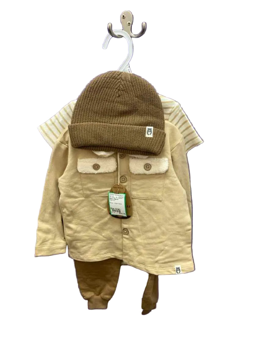 Rabbit + Bear (D) Beige Print Infant Size 18 MO 3PC Casual