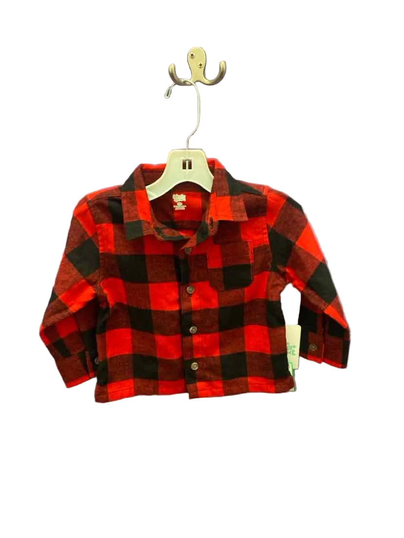 Wonder Nation (E) Red Black Infant Size 12 MO ButtondownLS