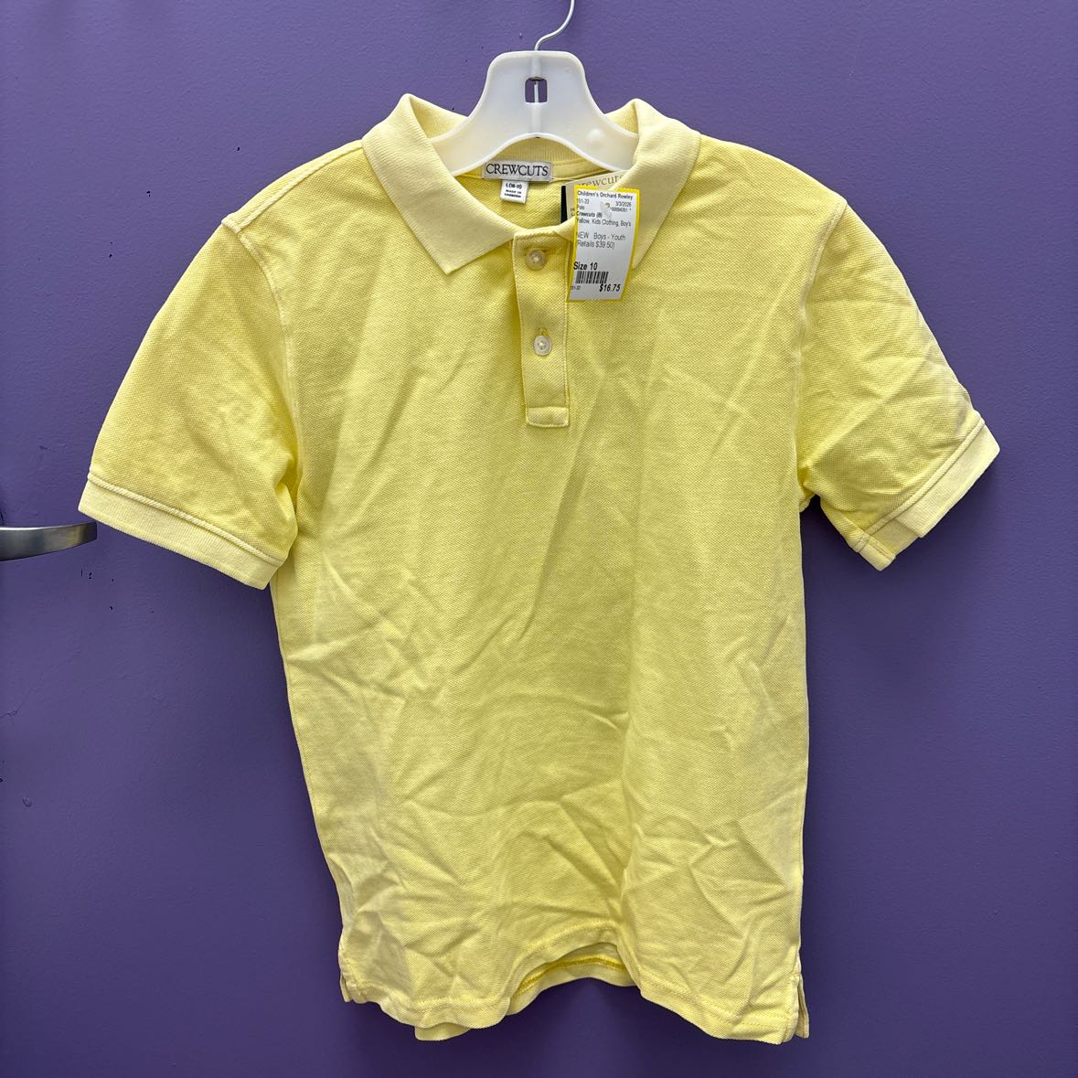 Crewcuts (B) Yellow Youth Size 10 Polo