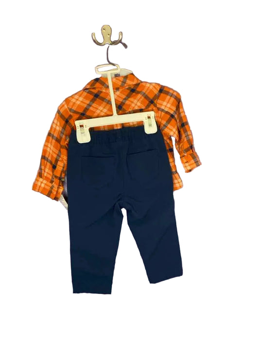Eddie Bauer (B) Orange Blue Infant Size 12 MO 2PC Casual