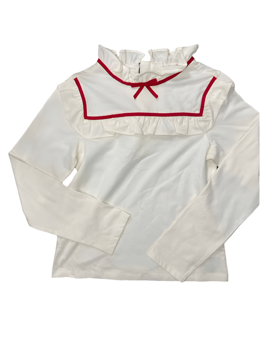 Janie and Jack (A) Cream Youth Size 8 LSTop