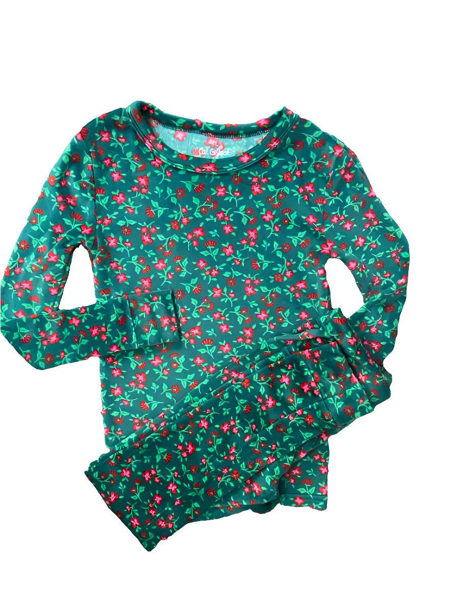 Cat and Jack (D) Green Print Youth Size 8 2PCSleepwear
