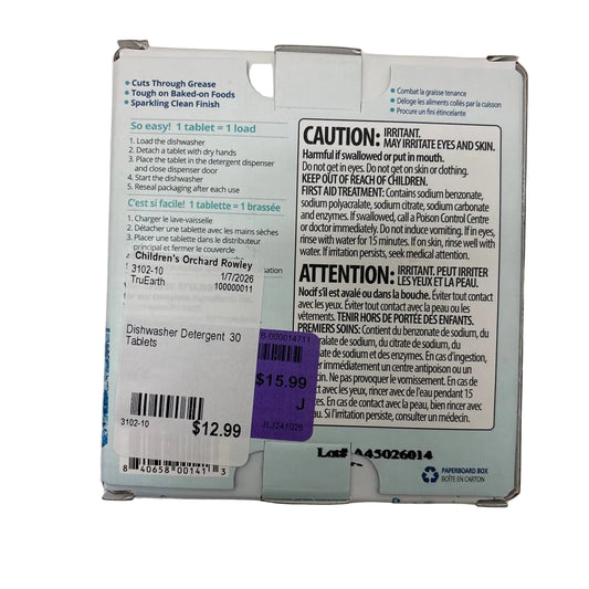 TruEarth Dishwasher Detergent Fragrance Free Tablets
