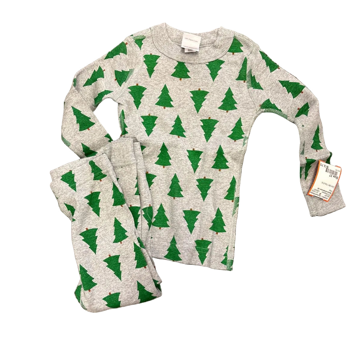 Hanna Andersson (A) Gray Toddler Size 3T 2PC Sleepwear Christmas Tree Pajamas