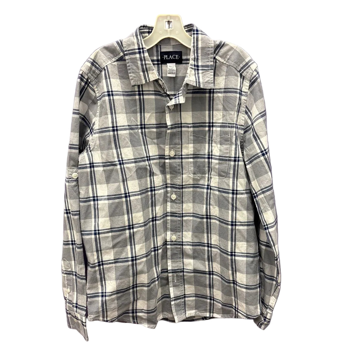 Children's Place (D) Gray Youth Size 10-12 Button Down Long Sleeve Shirt