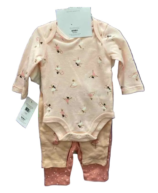 Petit Lem (B) White Pink Infant Size 3 MO 3PC Casual