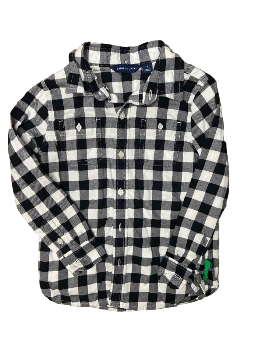 Janie and Jack (A) White Black Toddler Size 4 ButtondownLS
