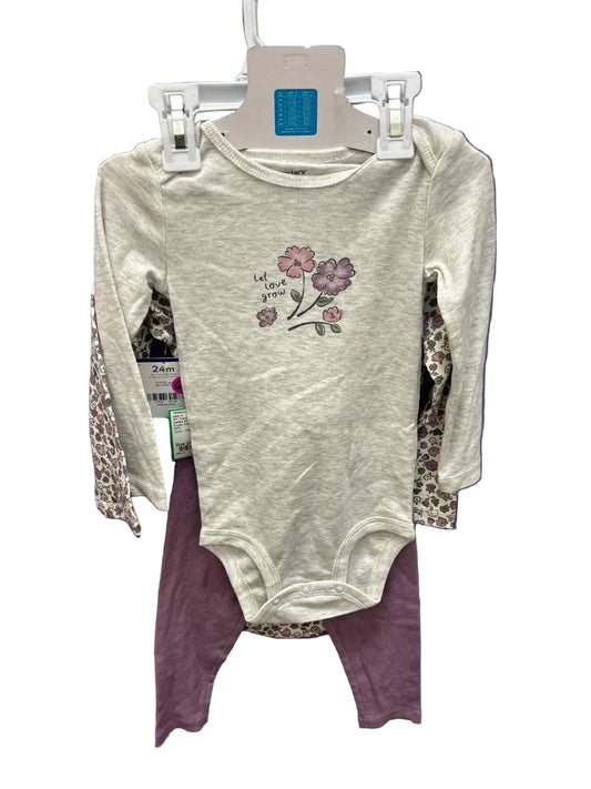 Carters (C) Purple Gray Infant Size 24 MO 3PC Casual