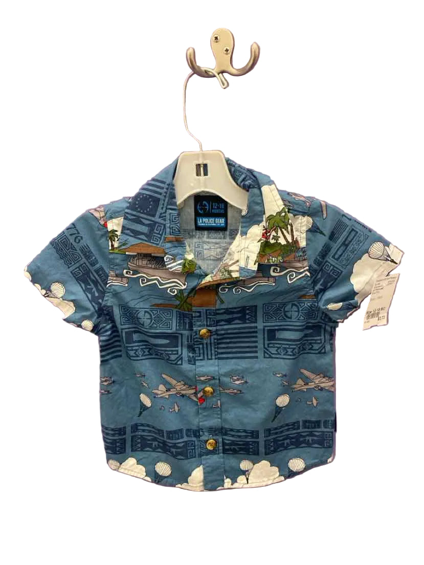 LA Police gear Blue Print Infant Size 12-18 MO ButtondownSS