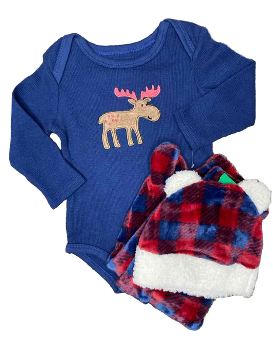 Duck Duck Goose (D) Blue Red Infant Size 6-9 MO 3PCSleepwear