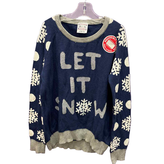 Holiday Sweater Navy Silver Youth Size 10-12 SweaterHeavy