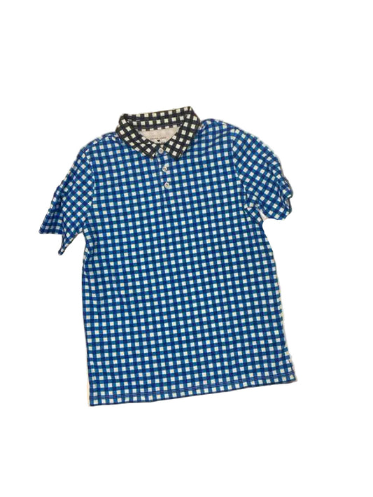 Lands End White Blue Youth Size 14-16 Polo