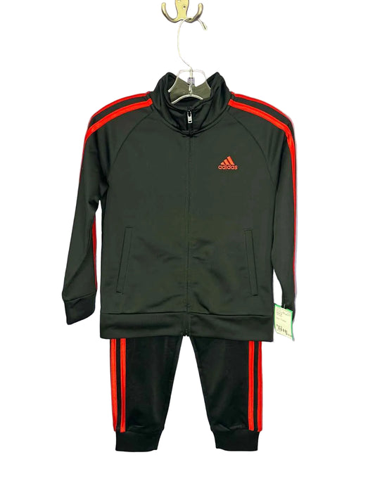 Adidas (B) Red Black Toddler Size 5 2PCAthleticPantSuit