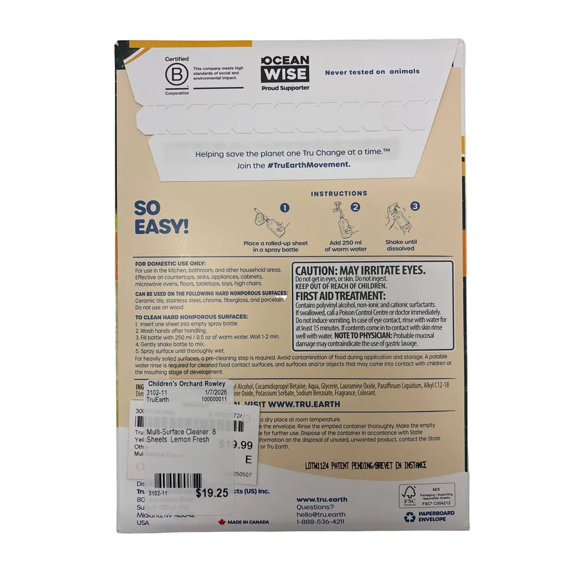 TruEarth Lemon Fresh Multi-Surface Cleaner Sheets