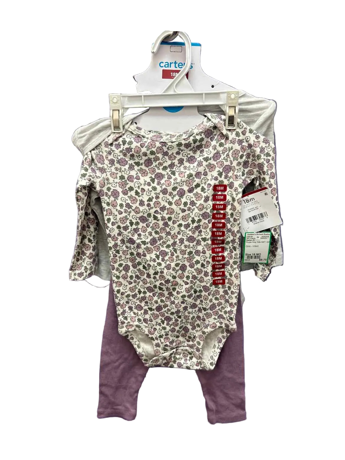 Carters (C) Purple Gray Infant Size 18 MO 3PC Casual