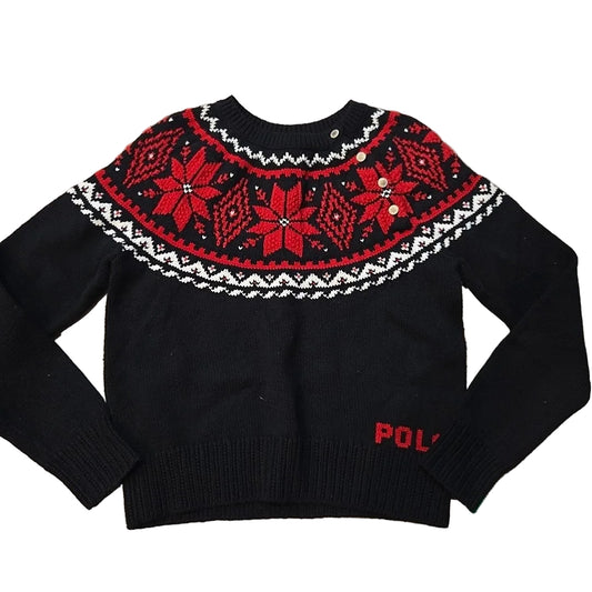 Polo Ralph Lauren (A) Red Black Youth Size 8-10 SweaterHeavy