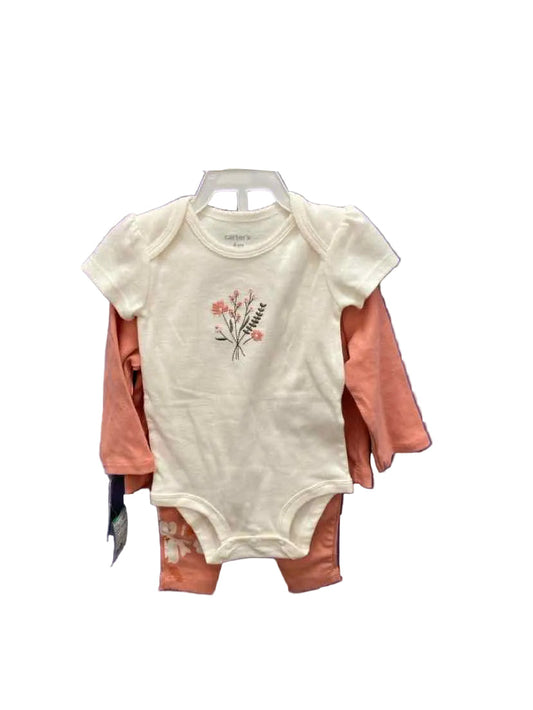 Carters (C) White Pink Infant Size 6 MO 3PC Casual