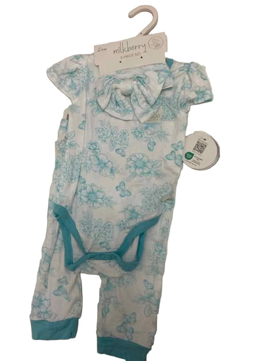 Milkberry (B) White Blue Infant Size 6-9 MO 3PC Casual