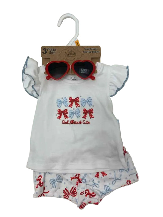 Baby Essentials (D) Red White Blue Infant Size 12 MO 3PC Casual