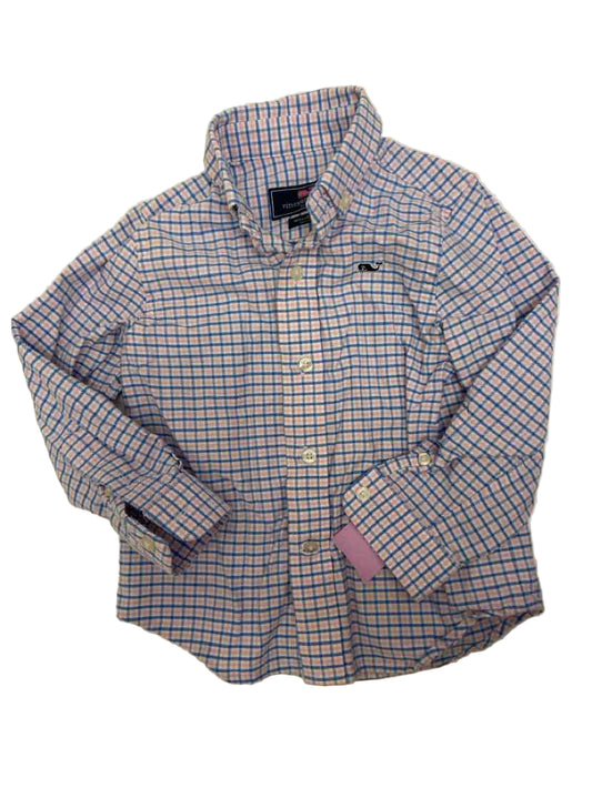Vineyard Vines (A) Blue Pink Plaid Toddler Size 2T ButtondownLS