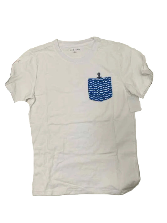Janie and Jack (A) White Blue Youth Size 12 SSTop