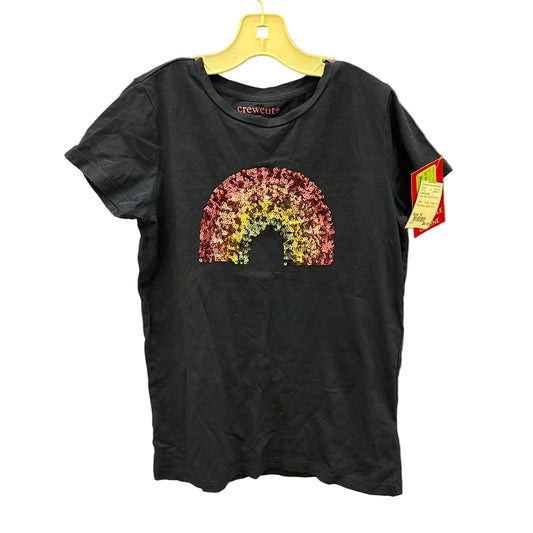 Crewcuts (B) Navy Youth Size 10 Sequin Rainbow Short Sleeve Top
