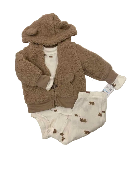 Just One You (D) Brown White Infant Size 3 MO 3PC Casual