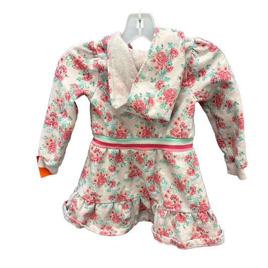 Janie and Jack (A) Pink Toddler Size 3T Hooded Floral Print Casual Dress