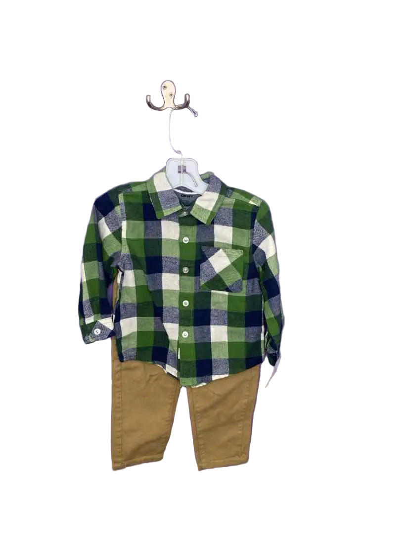 DKNY (A) Blue Green Tan Toddler Size 2T 2PCCasual