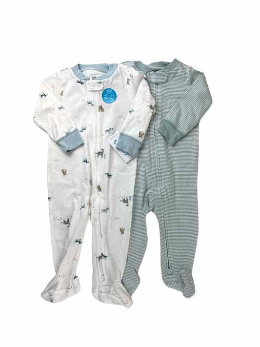 Carters (C) White Blue Infant Size 9 MO 1PCSleepwear