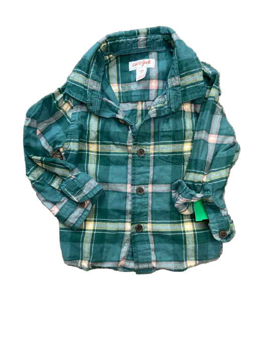 Cat and Jack (D) Green Infant Size 12 MO ButtondownLS