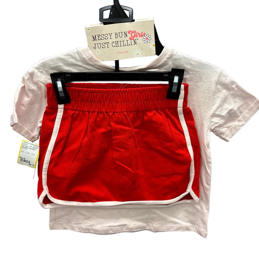 Messy Bun Just Chillin' Red Pink Youth Size 8 2PCCasual
