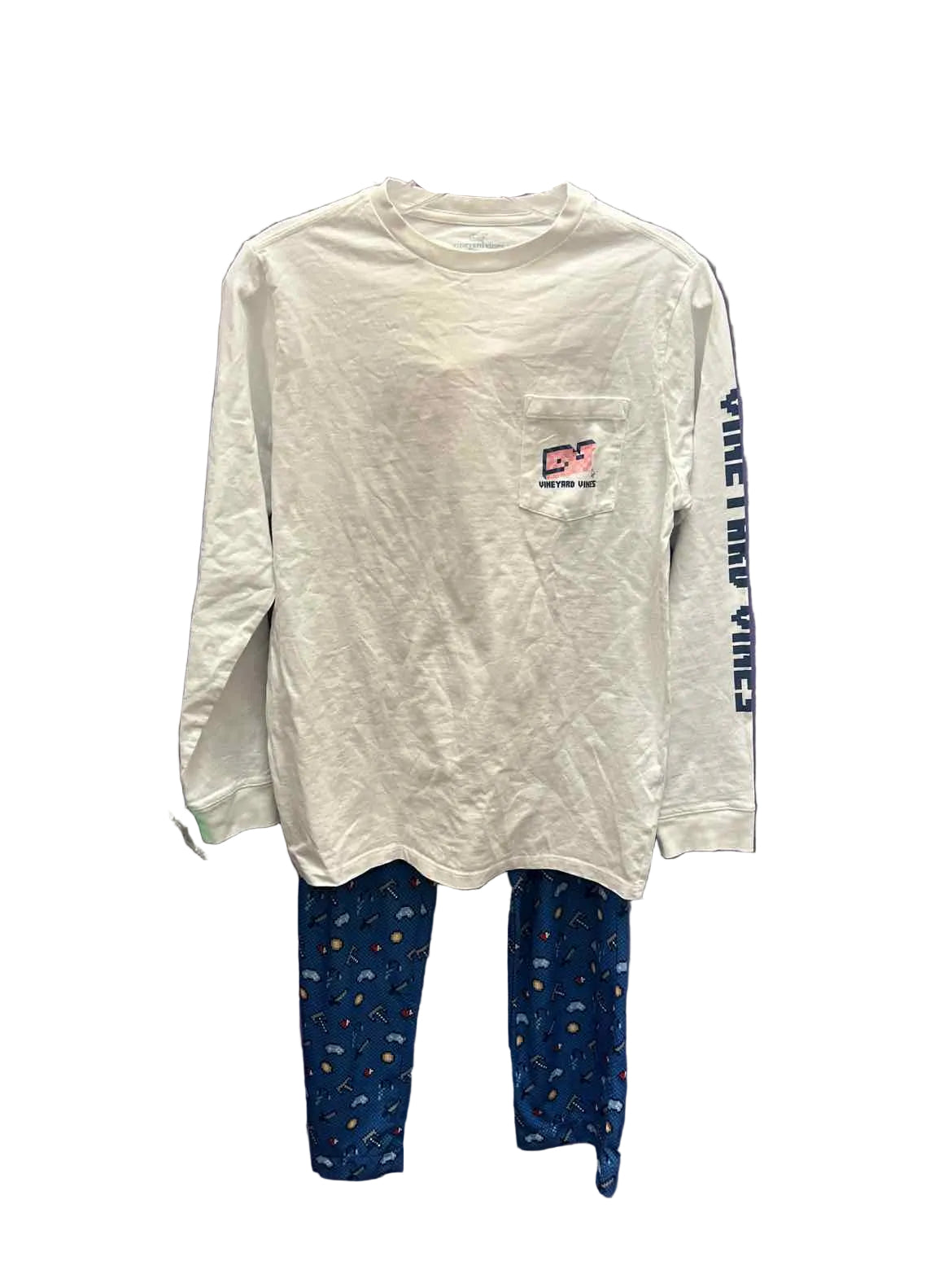Vineyard Vines (A) White Blue Youth Size 16 2PCSleepwear