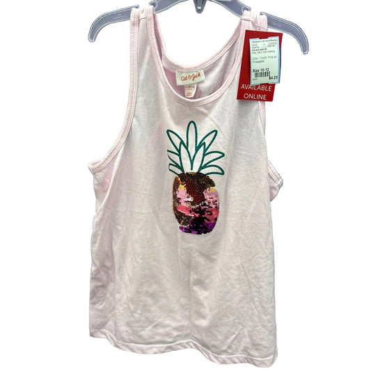 Cat and Jack (D) Pink Youth Size 10-12 Sequin Pineapple Tank Top