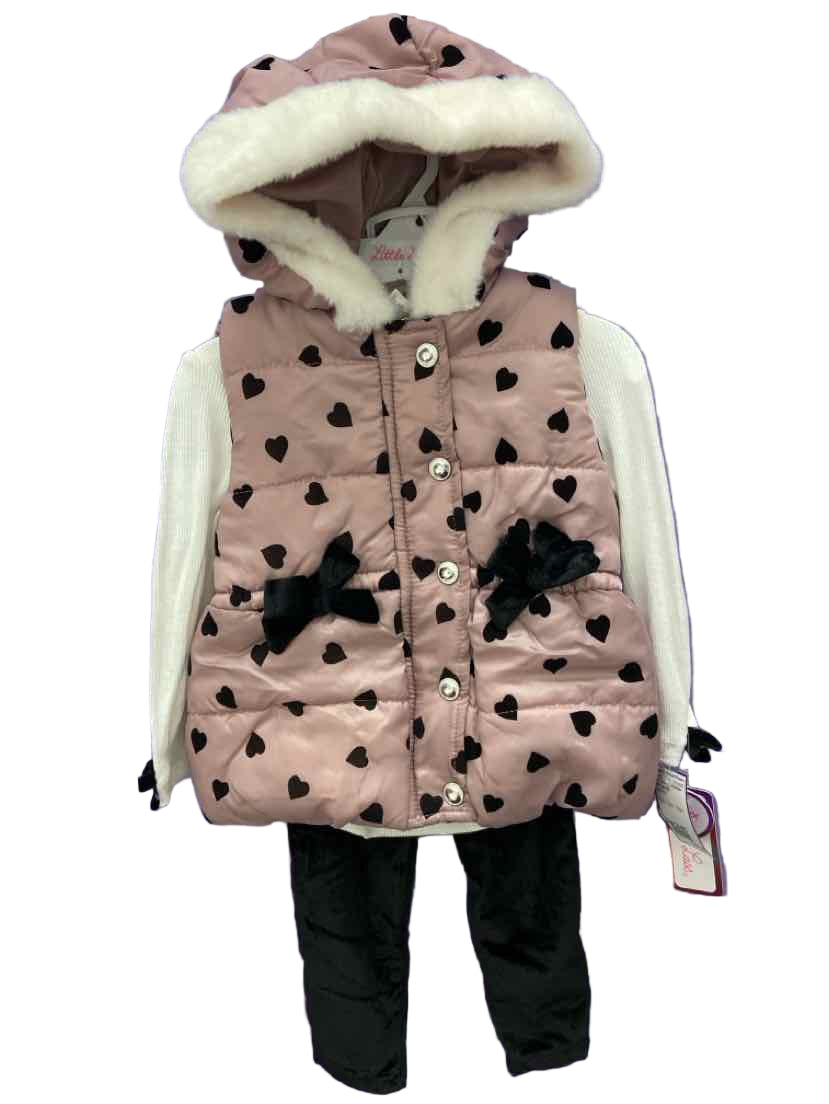 Little Lass (D) Black Pink Infant Size 24 MO 3PC Casual