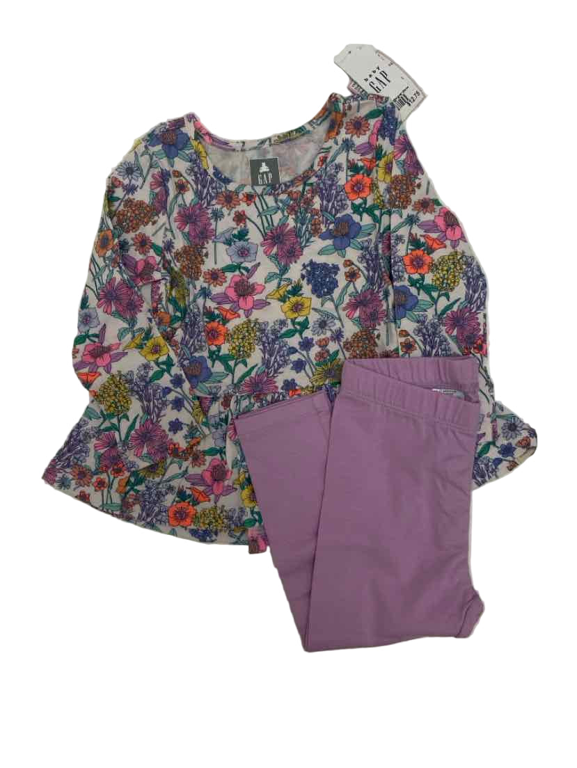 Gap (B) White Purple Infant Size 18-24 MO 2PC Casual