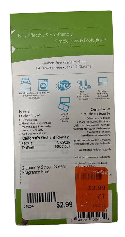TruEarth Fragrance - Free Laundry Detergent Eco Strips 2 Pack